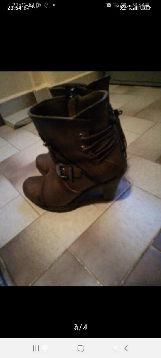 Kahverengi Deri Kadın Dolgu Topuklu Bot - Görsel 3