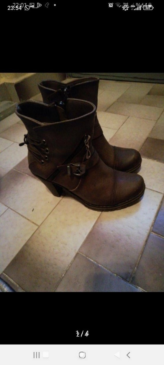 Kahverengi Deri Kadın Dolgu Topuklu Bot - Görsel 2