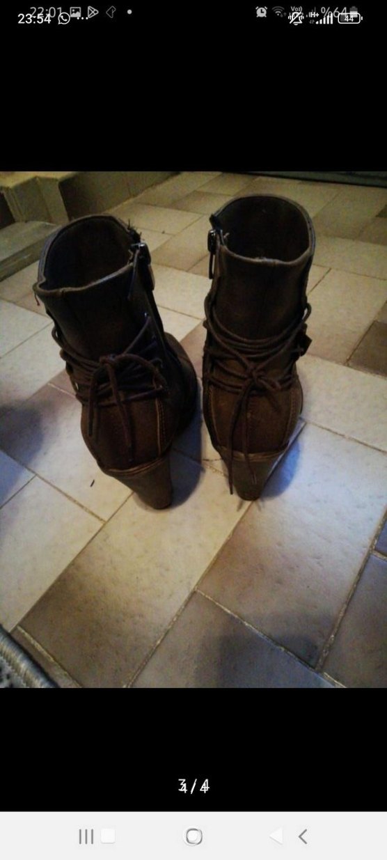 Kahverengi Deri Kadın Dolgu Topuklu Bot - Görsel 4