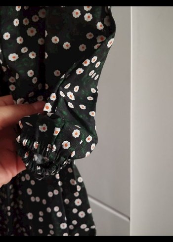 Siyah Beyaz Bağlama Desenli Uzun Elbise - Görsel 2