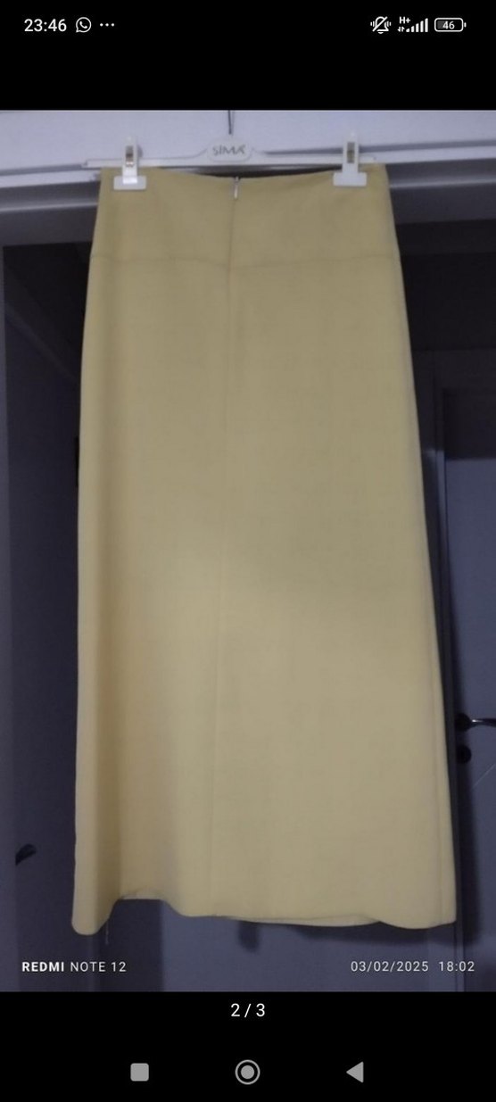 Bej Uzun Drapeli Kadın Etek - Görsel 2