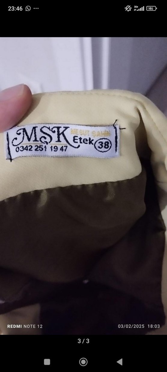 Bej Uzun Drapeli Kadın Etek - Görsel 3