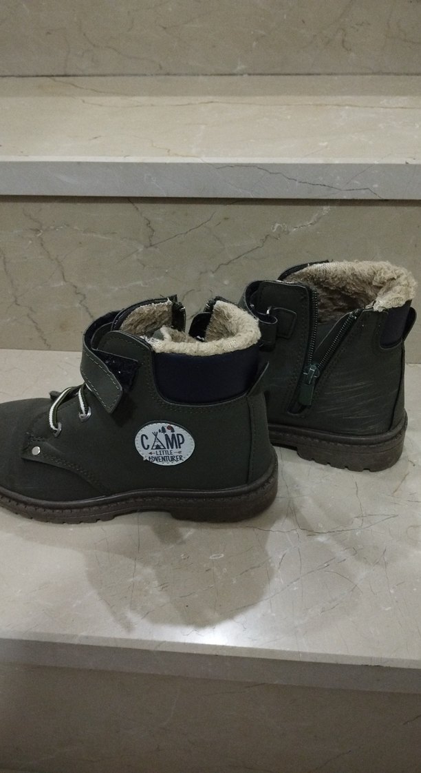 Gri Erkek Çocuk Botları, Tokalı, Sıcak İç Astarlı - Görsel 2