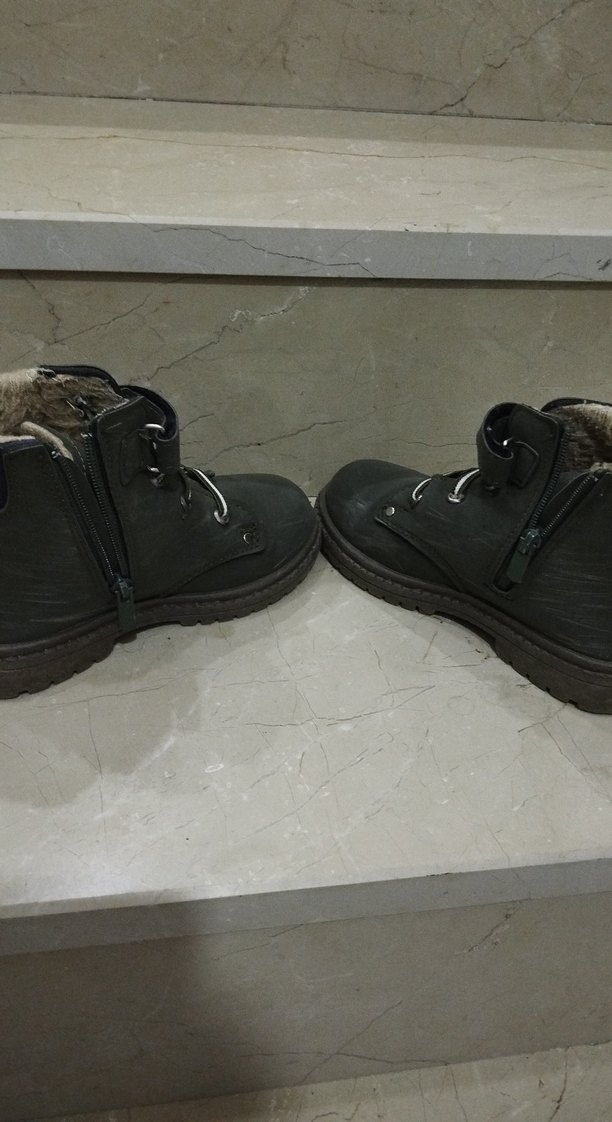 Gri Erkek Çocuk Botları, Tokalı, Sıcak İç Astarlı - Görsel 4