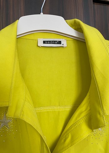 Düğmeli Sarı Uzun Kollu Salaş Kadın Gömlek - Görsel 2