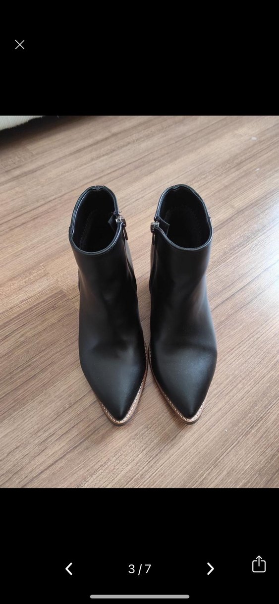 Siyah Kalın Topuklu Kadın Deri Bot - Görsel 3