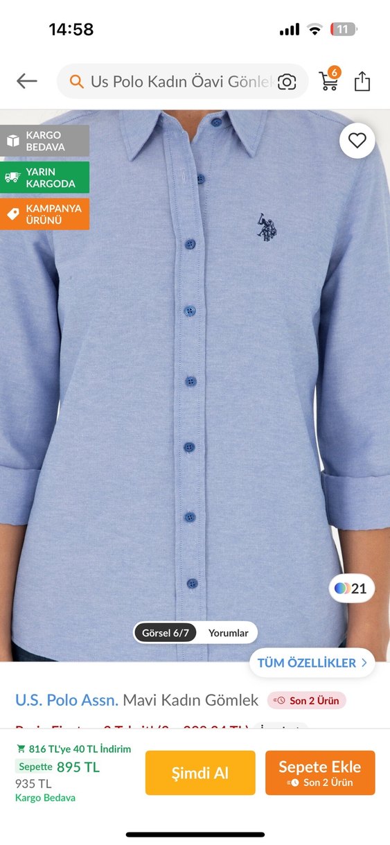 Mavi Denim Kadın Gömlek Uzun Kollu - Görsel 2