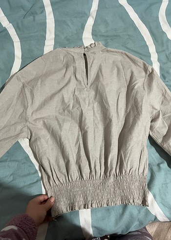 Nakışlı Keten Bluz - Görsel 4