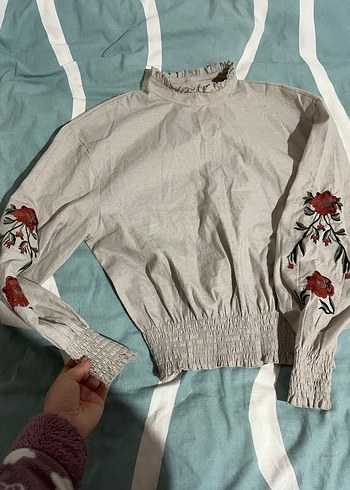 Nakışlı Keten Bluz - Görsel 2