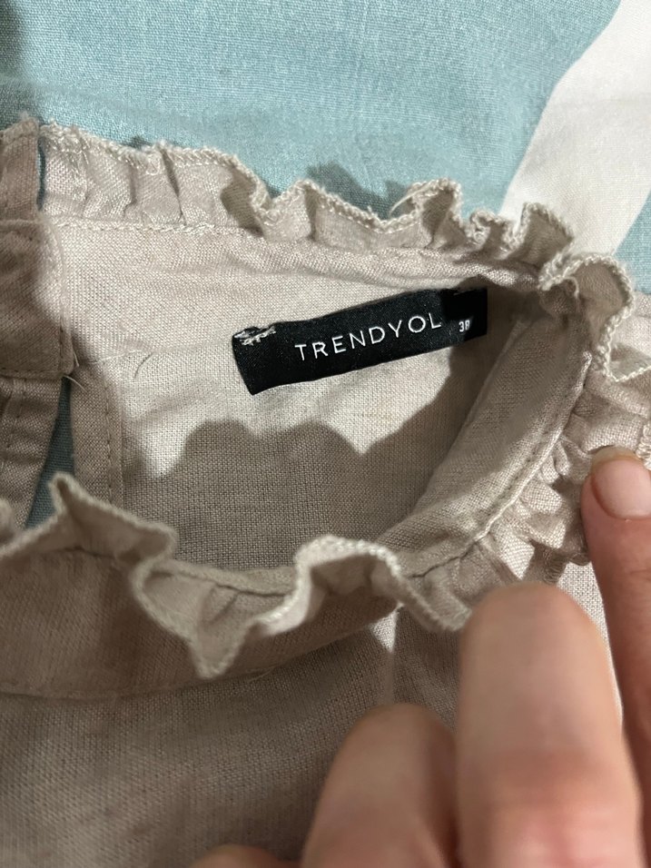 Nakışlı Keten Bluz - Görsel 3