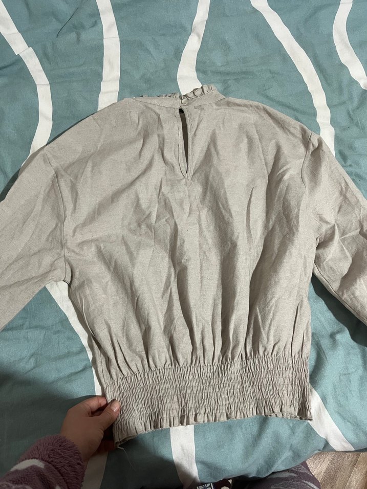 Nakışlı Keten Bluz - Görsel 4