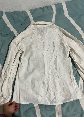 Beyaz Keten Düğmeli Kadın Gömlek - Görsel 6