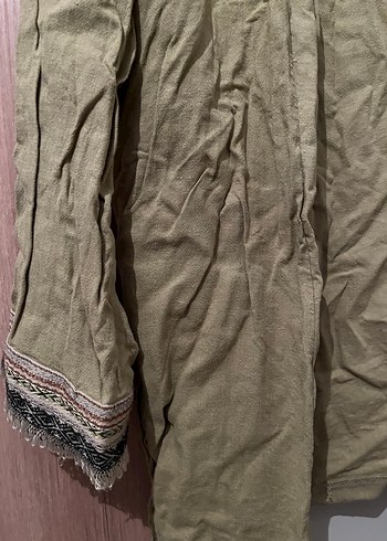 Bej Midi Boy Bohem Salaş Keten tunik - Görsel 2