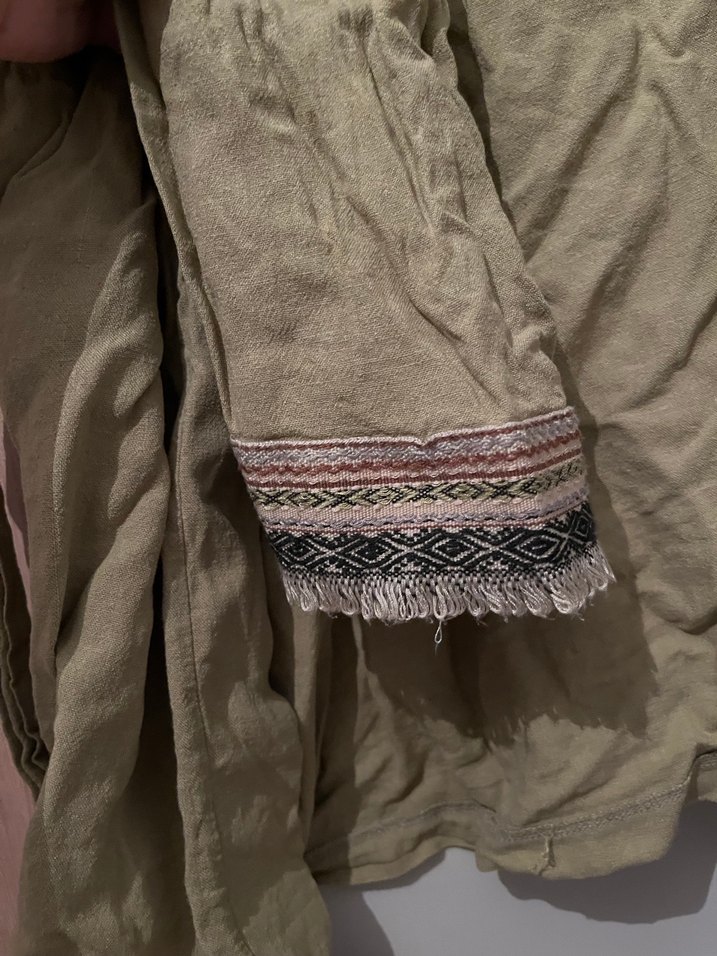 Bej Midi Boy Bohem Salaş Keten tunik - Görsel 3