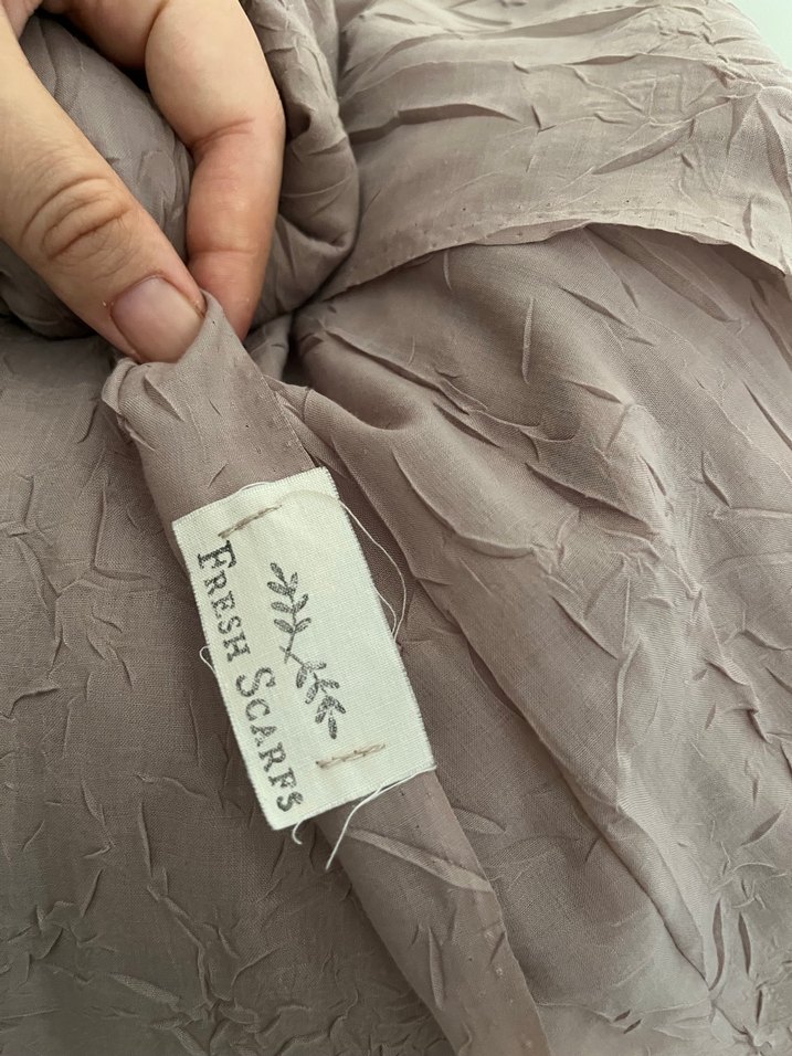 Bej Keten Kadın Şal Drapeli - Görsel 2