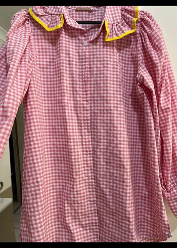 Pembe Düğmeli Kareli Uzun Kollu Gömlek hoopstore - Görsel 3
