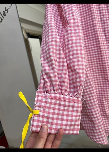Pembe Düğmeli Kareli Uzun Kollu Gömlek hoopstore - Görsel 4