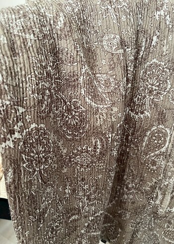 Kahverengi Pilili Kadın Keten Şal - Görsel 2