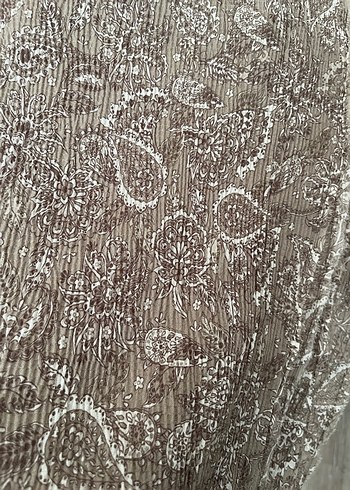 Kahverengi Pilili Kadın Keten Şal - Görsel 3