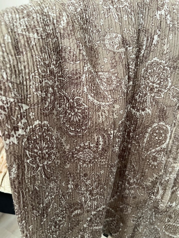 Kahverengi Pilili Kadın Keten Şal - Görsel 2