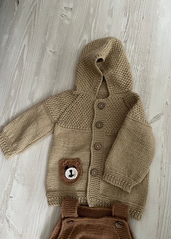 Kahverengi Örgü Bebek Takımı - Görsel 3