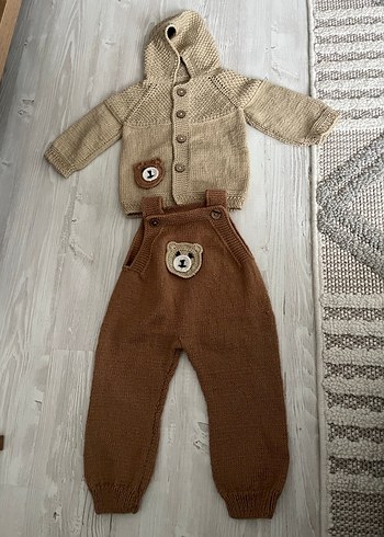 Kahverengi Örgü Bebek Takımı - Görsel 2