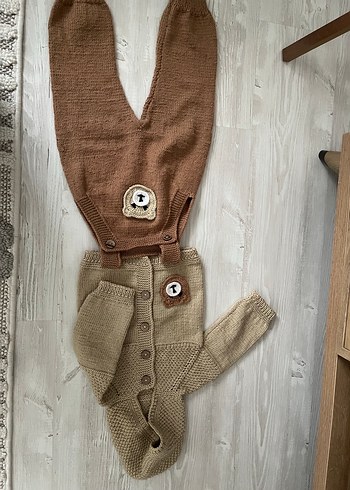 Kahverengi Örgü Bebek Takımı - Görsel 6