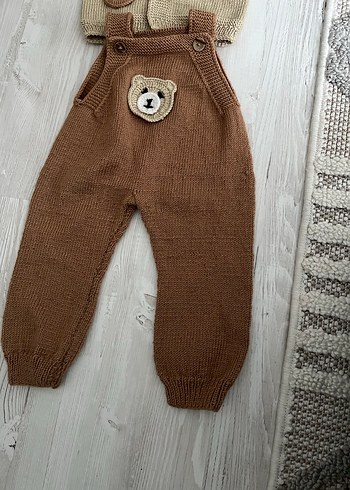 Kahverengi Örgü Bebek Takımı - Görsel 5