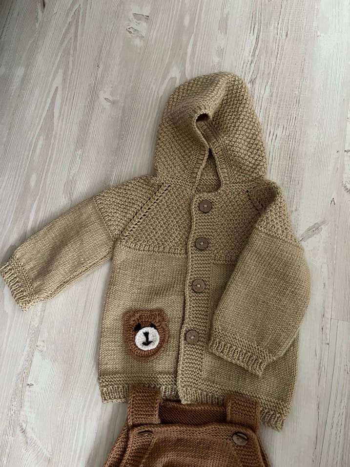 Kahverengi Örgü Bebek Takımı - Görsel 3