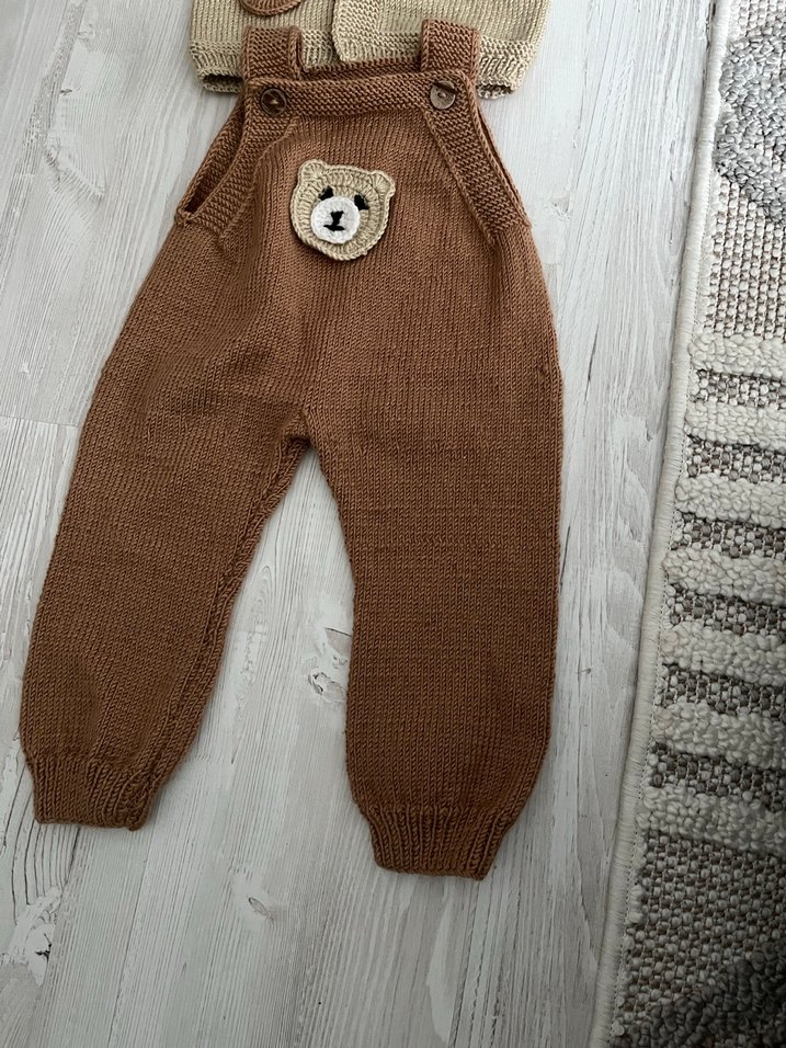 Kahverengi Örgü Bebek Takımı - Görsel 5