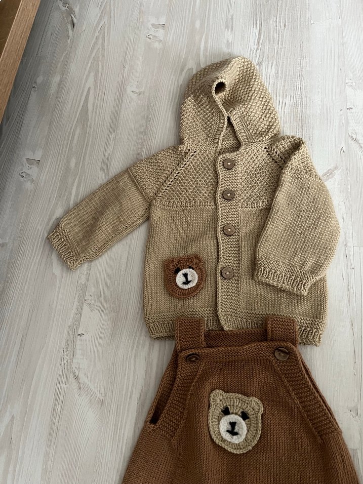 Kahverengi Örgü Bebek Takımı - Görsel 4