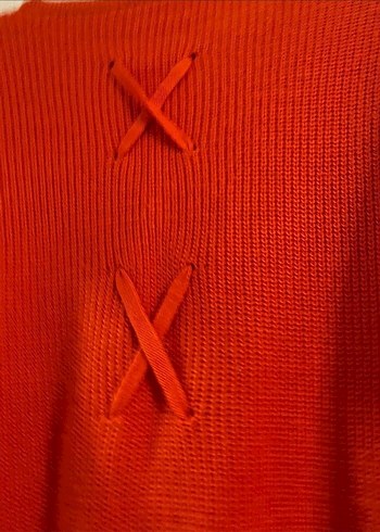 Kadın Kırmızı Triko Kazak - Görsel 4