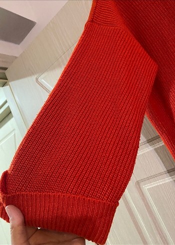Kadın Kırmızı Triko Kazak - Görsel 2