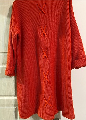 Kadın Kırmızı Triko Kazak - Görsel 3