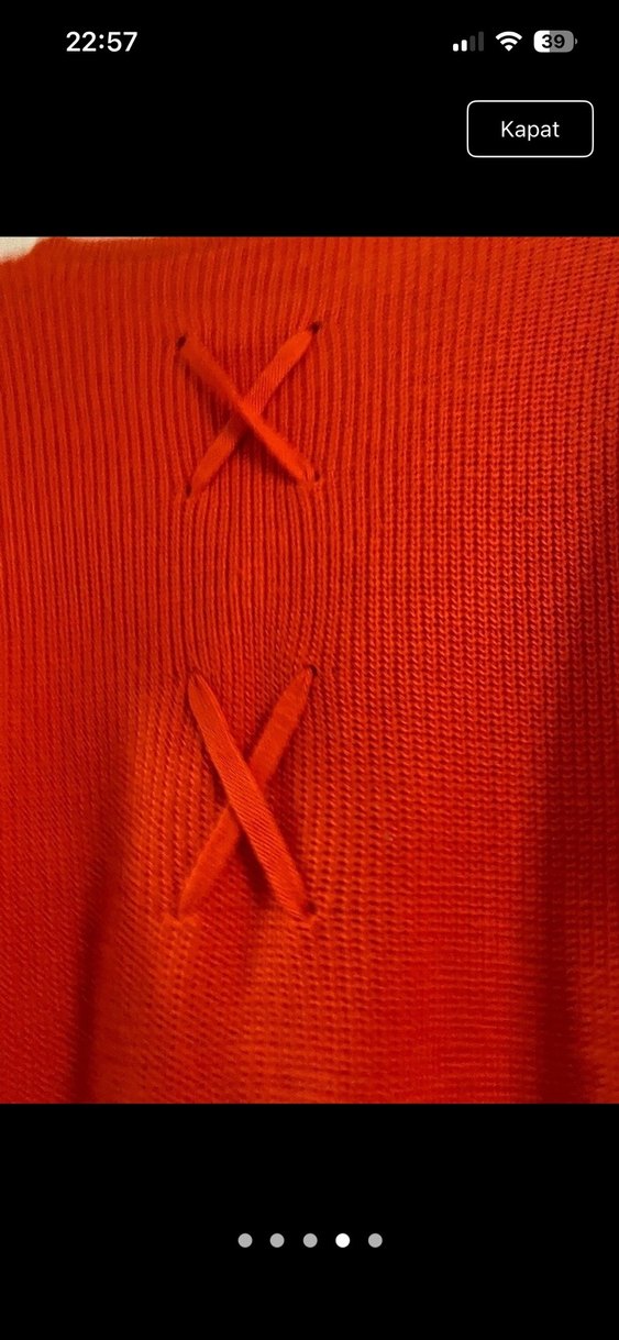 Kadın Kırmızı Triko Kazak - Görsel 4