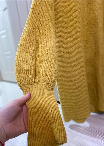 Sarı triko Kadın Kazak - Görsel 2