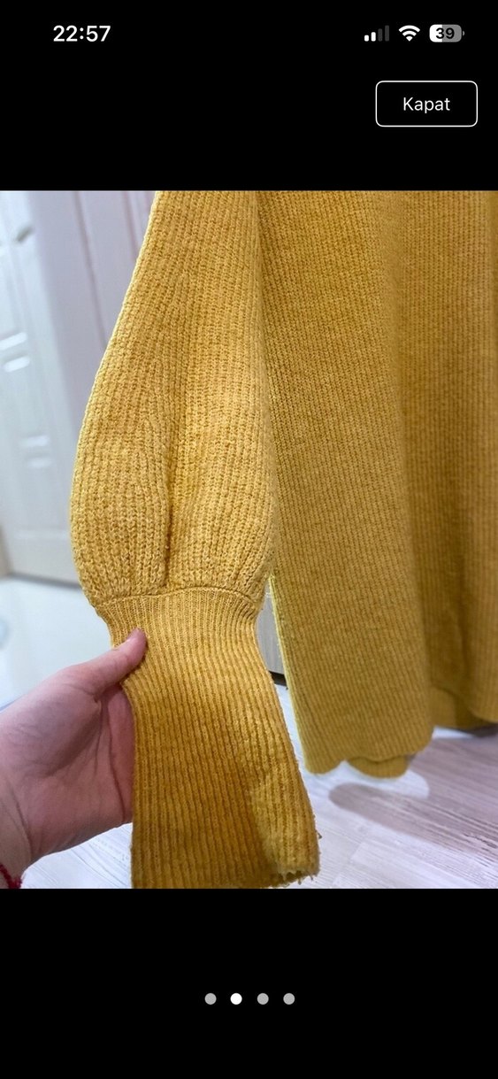 Sarı triko Kadın Kazak - Görsel 2