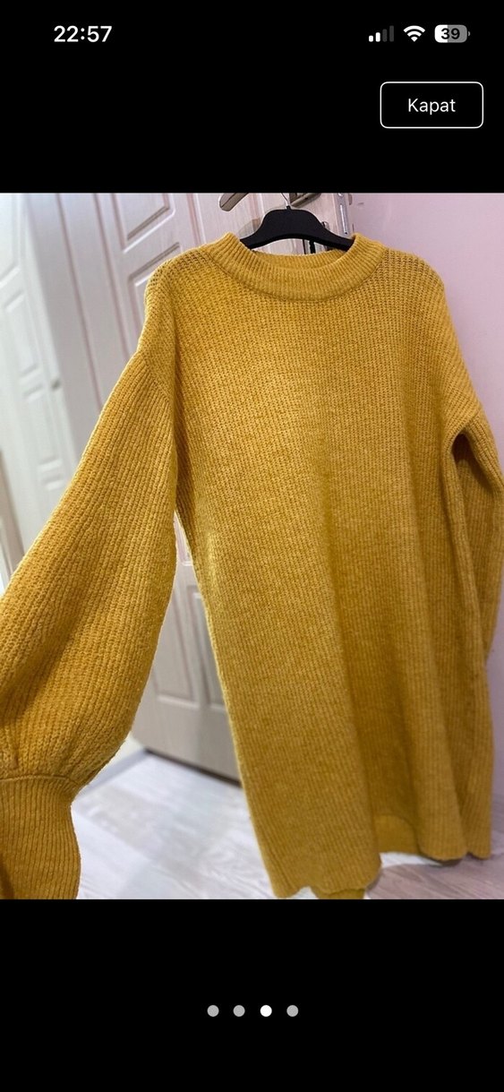 Sarı triko Kadın Kazak - Görsel 3