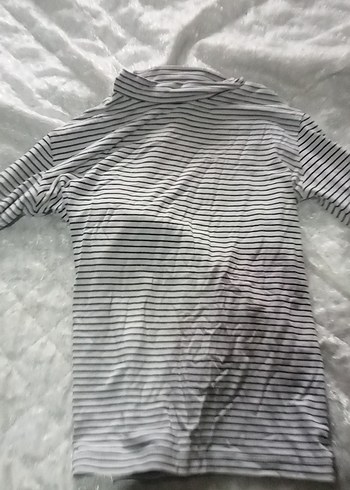 Çizgili Boğazlı Hamile Uzun Kollu Tişört - Görsel 2