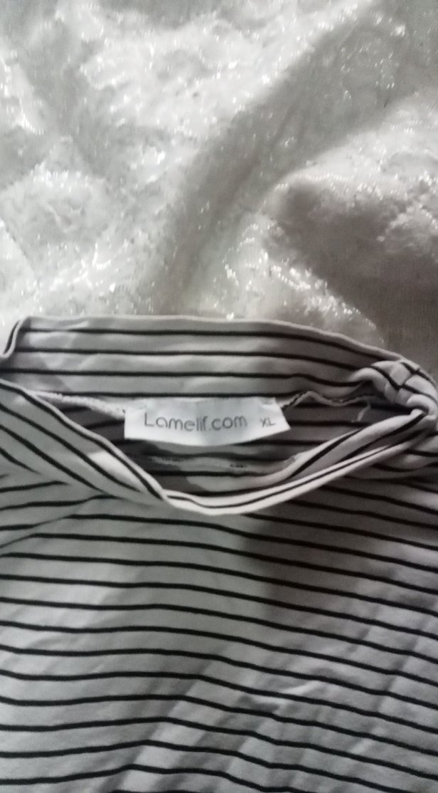 Çizgili Boğazlı Hamile Uzun Kollu Tişört - Görsel 3