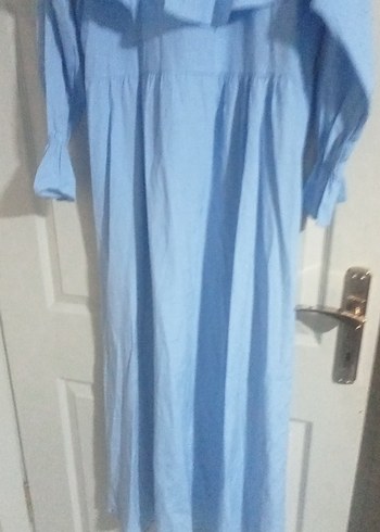 Mavi Keten Kadın Uzun Elbise - Görsel 4