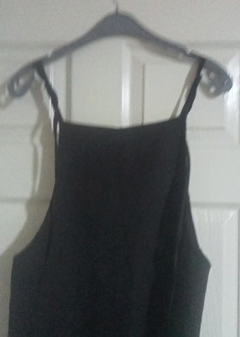 Uzun Siyah İnce Askılı Elbise - Görsel 3