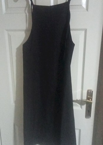 Uzun Siyah İnce Askılı Elbise - Görsel 2