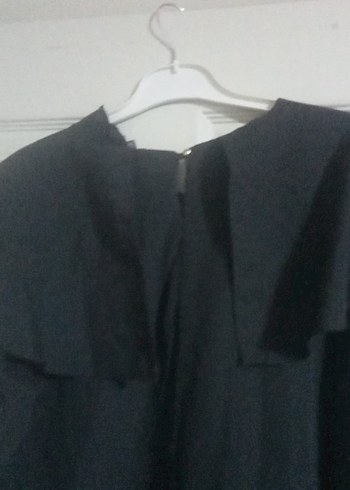 Siyah Uzun Kollu Fırfırlı Kadın Elbise - Görsel 4