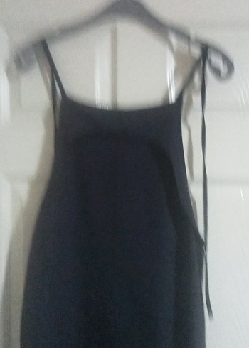 Siyah Drapeli Uzun Askılı Elbise - Görsel 2