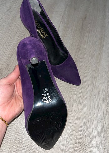 Mor Süet Stiletto Topuklu Kadın Ayakkabı - Görsel 3