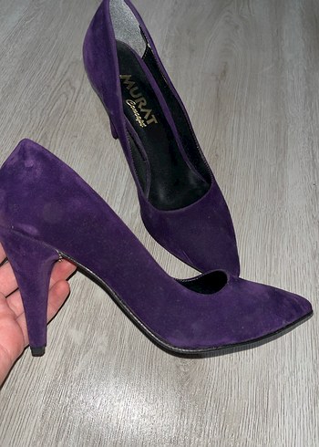 Mor Süet Stiletto Topuklu Kadın Ayakkabı - Görsel 2