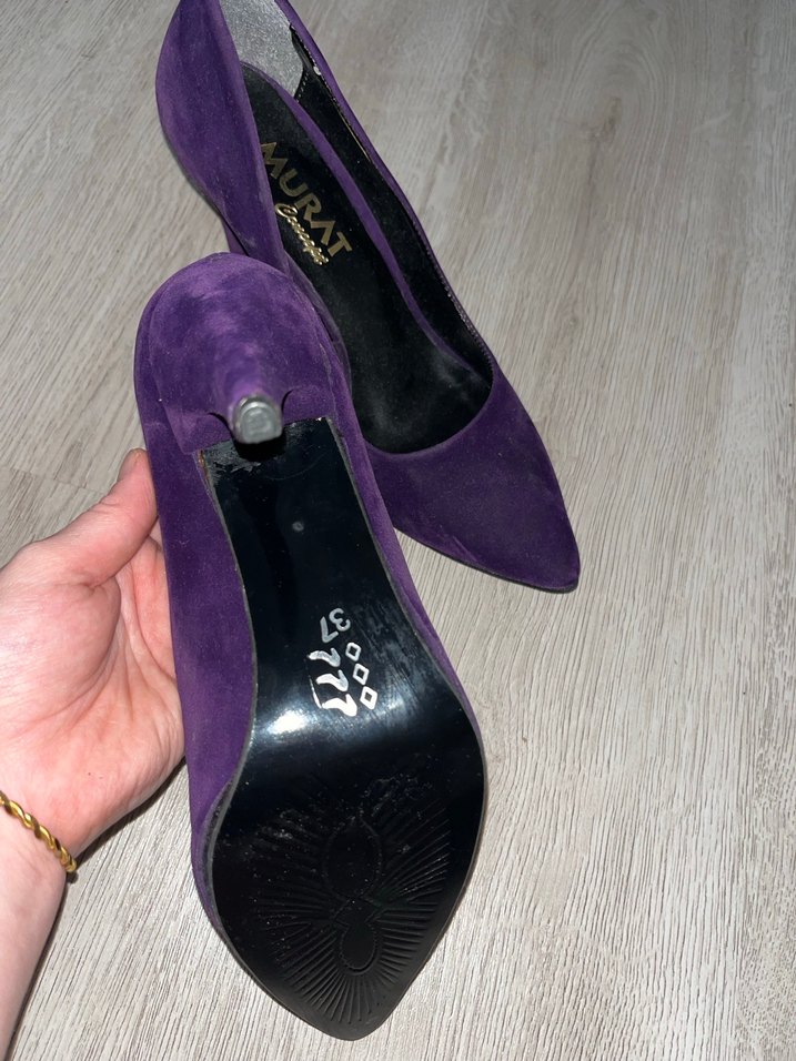Mor Süet Stiletto Topuklu Kadın Ayakkabı - Görsel 3