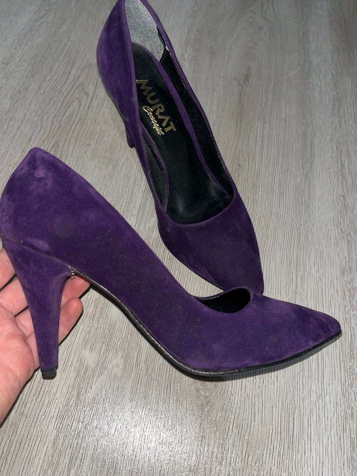 Mor Süet Stiletto Topuklu Kadın Ayakkabı - Görsel 2