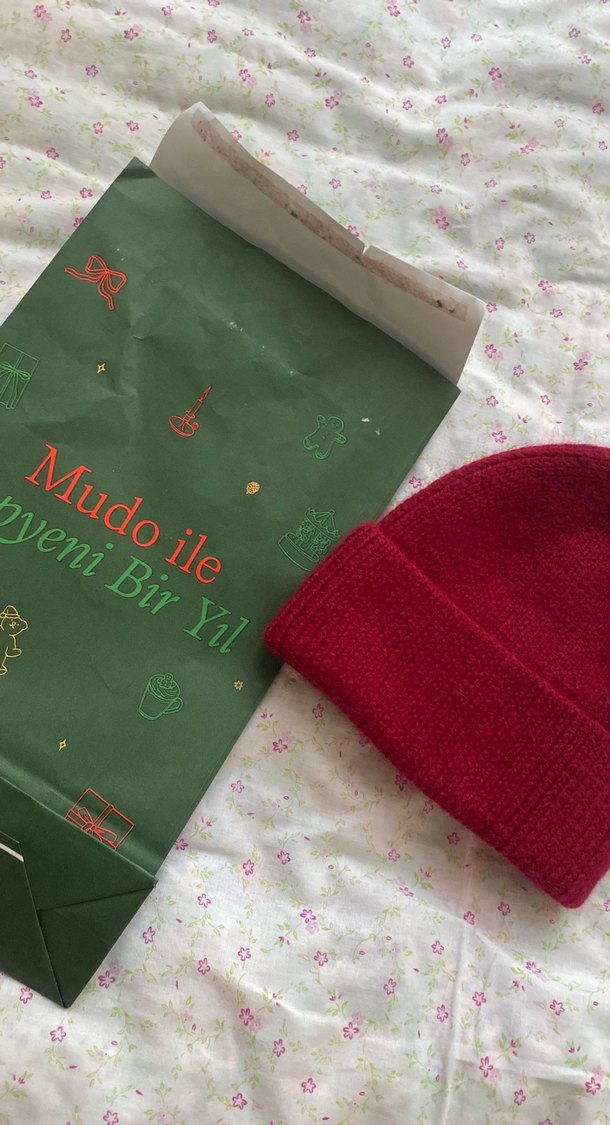 Bordo Örgü Kadın Bere - Görsel 5